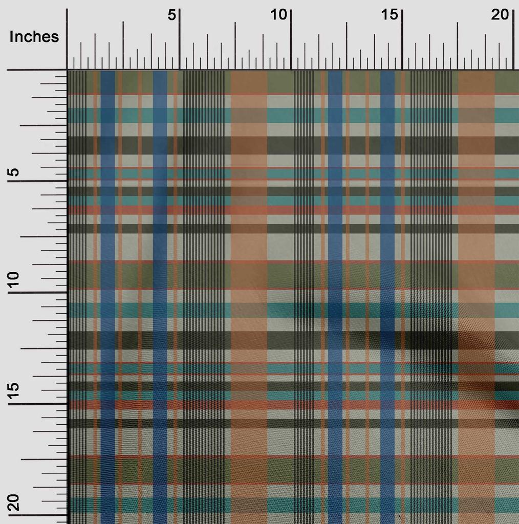 oneOone Cotton Flex Fabric Madras Check Decor Fabric Printed BTY 40 Inch