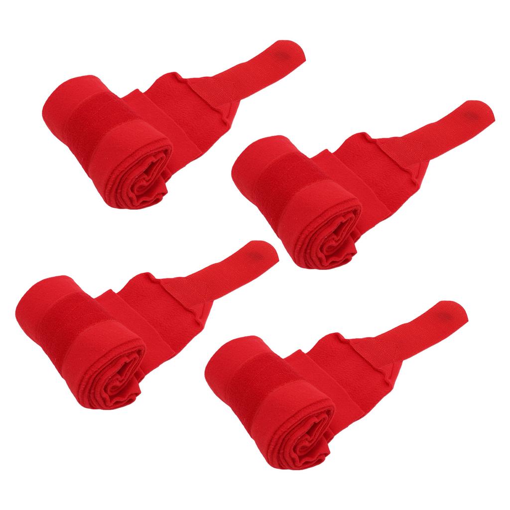 4 Pcs Horse Leg Wraps Soft Fleece Protective Horse Polo Leg Bandage Equestrian Supplies Red