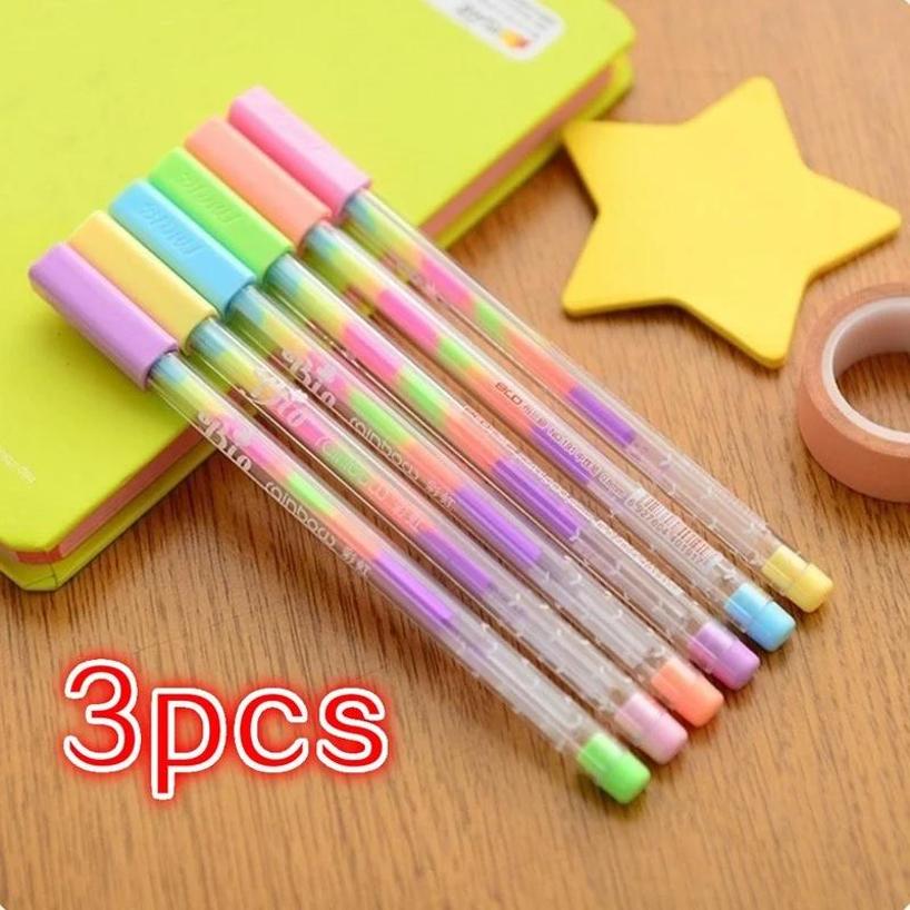 

New 3 Packs Of Cute Kawaii Color DIY Ballpoint Pen Color Chalk Drawing Rainbow Gel Pen Graffiti Pen Children s Diary Decoration
