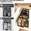 Pull Out Kitchen Storage Basket with Rails Carbon Steel Rustproof Pantry Organizer Cabinet Organizer Rack for Under Sink Estante
