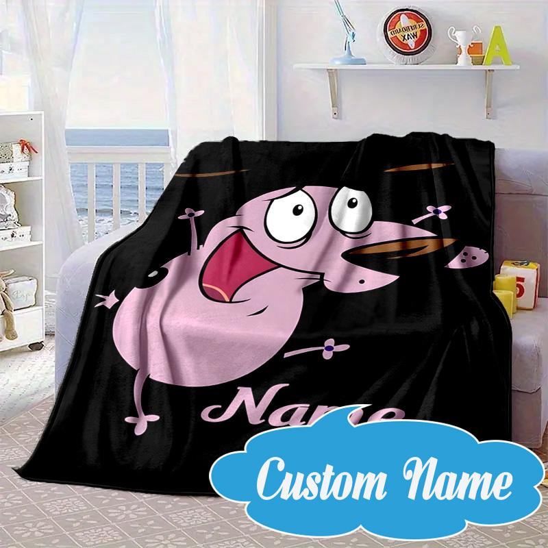 Custom Name Pink Cartoon Characters Blanket bed sofa Blanket Flannel Blanket for Camping, Hiking, Picnic Essentials,gift for Fan family
