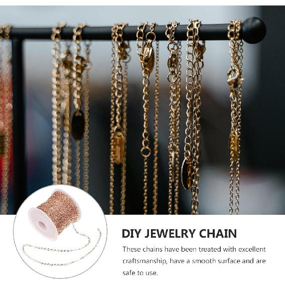 TEHAUX 1 Roll DIY Copper Chain Chains for Jewelry Making Earrings Anklets Connector Extender Copper Necklace Charm Holder for Necklace Jewelry
