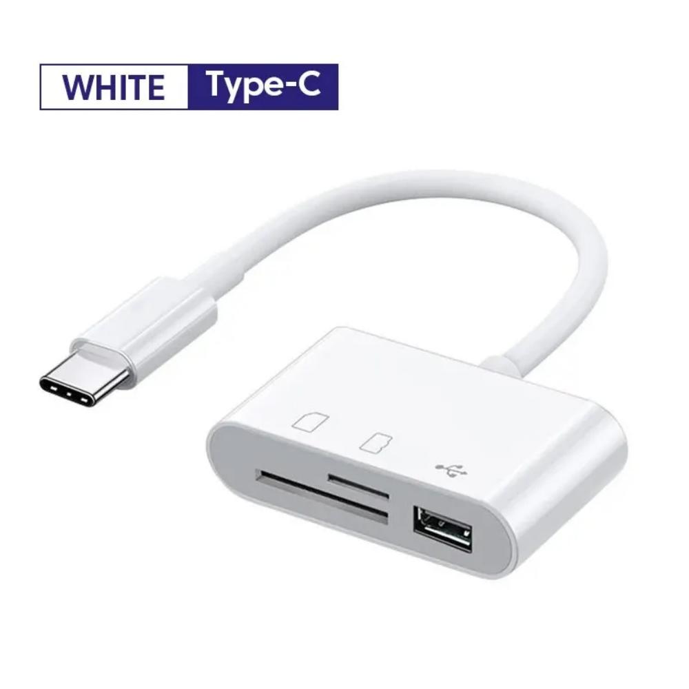 

3 in 1 USB/Type C Multifunction Card Reader OTG SD TF Cards USB Memory Cards Reader Converter for MacBook Laptop Samsung белый