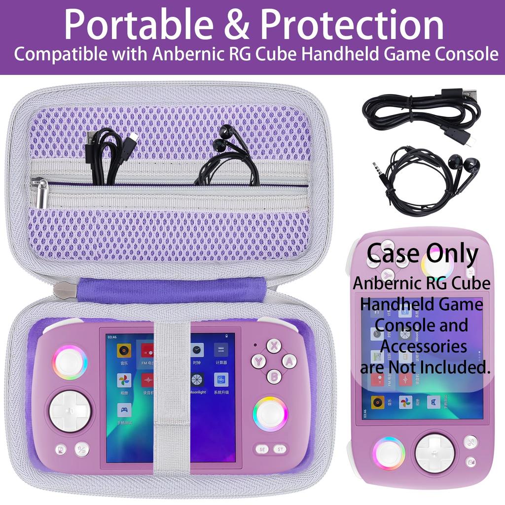 Khanka Storage Case for Anbernic RG Cube and Unisoc T820 Handheld Game Consoles, Papple (Case Only)