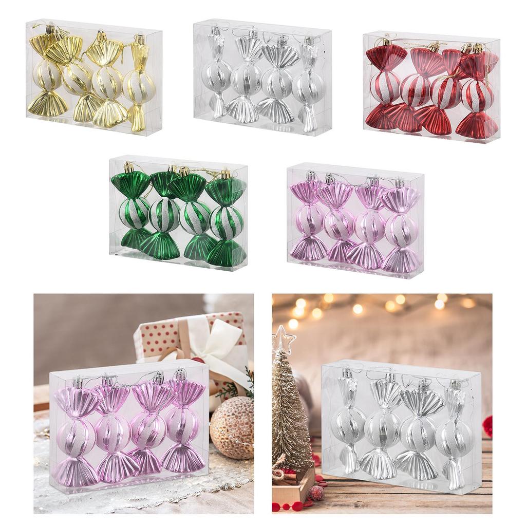 4 Pieces Christmas Candy Pendant Decoration Lovely Christmas Tree Ornaments with Rope for Birthday Festival Celebration