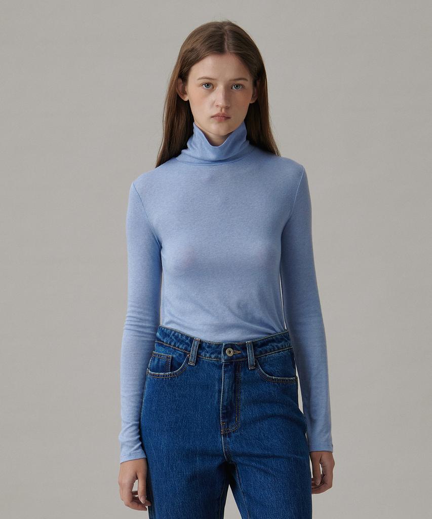 TTUDEMENT Basic Roll-Neck Pullover_L.Blue