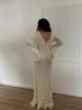Elegant Flared Long Sleeve O-Neck Dress Women Casual Lace Fishtail Slim Party Dresses Female Fshion Chic Solid Summer Streetwear Dress