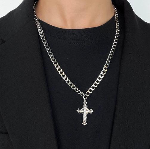 Equator Cross Necklace Men's Tide Hip Hop Premium Tide Brand Versatile Pendant Niche Design Accessories