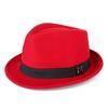 Felt Panama Fedora Hat Short Brim Trilby Flat Hat For Men Women Homburg Church Jazz Hat Adjustable