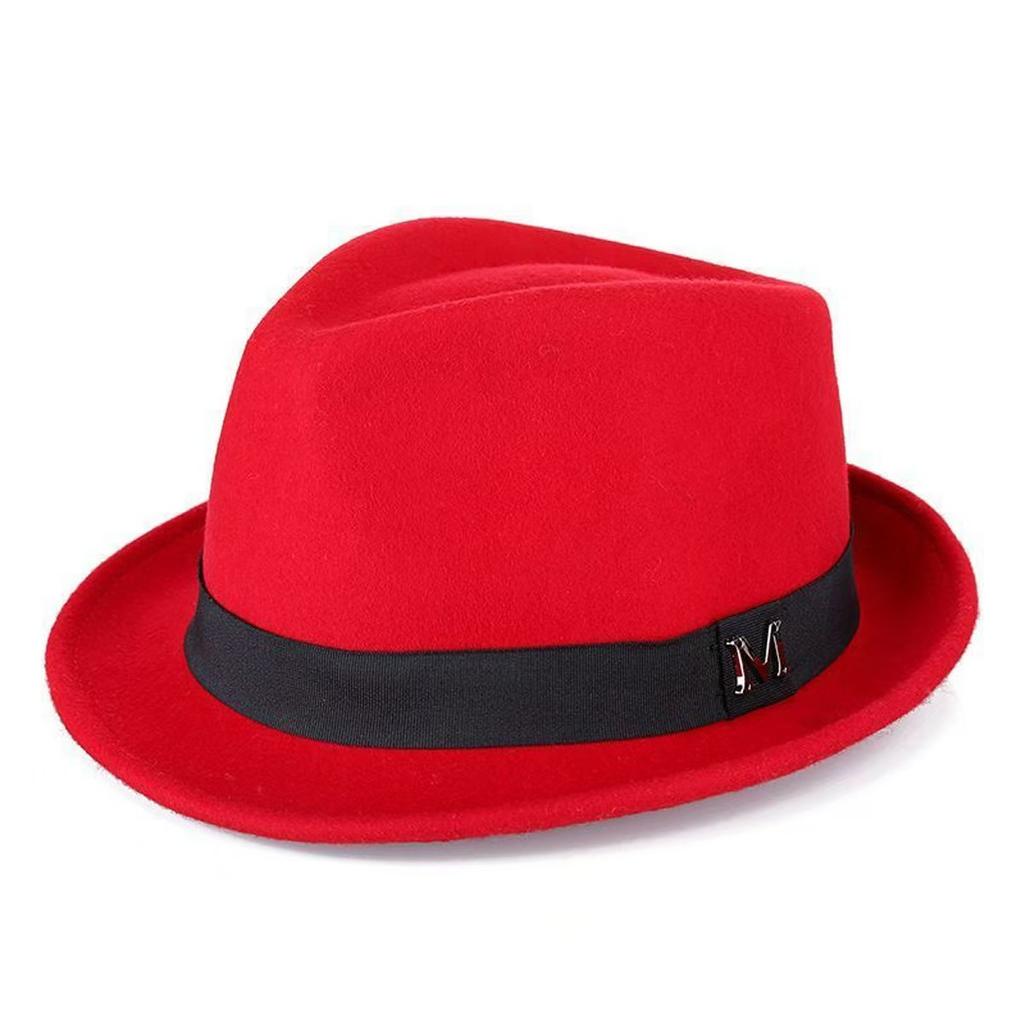 Felt Panama Fedora Hat Short Brim Trilby Flat Hat For Men Women Homburg Church Jazz Hat Adjustable