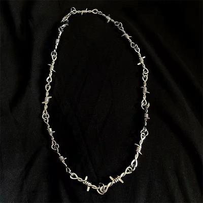 Collier Punk Chaîne Fil Torsadé Métal Pique Épine Homme Fait Main