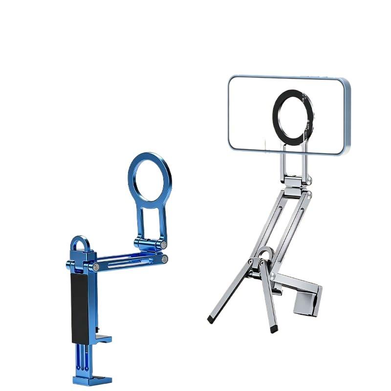 MagSafe Magnetic Foldable Tripod Aluminum Phone Stand for iPhone 16 15 14 13 12 Vlog Live Streaming Outdoor Shooting