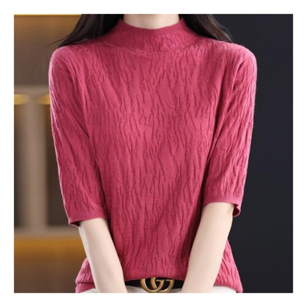 Navava Soft Simple Half Polo Embossed Knit Tee 5 Sleeve Nk1229