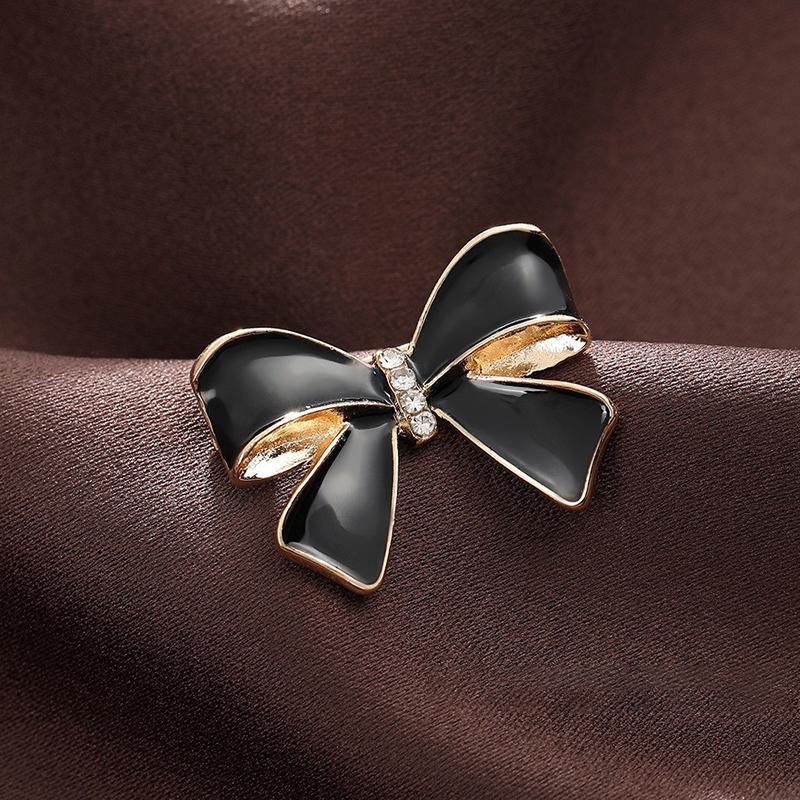 Broche Pequeno Fragrante Brilhante Laço Nó Contas Preto Broche Laço de Luto