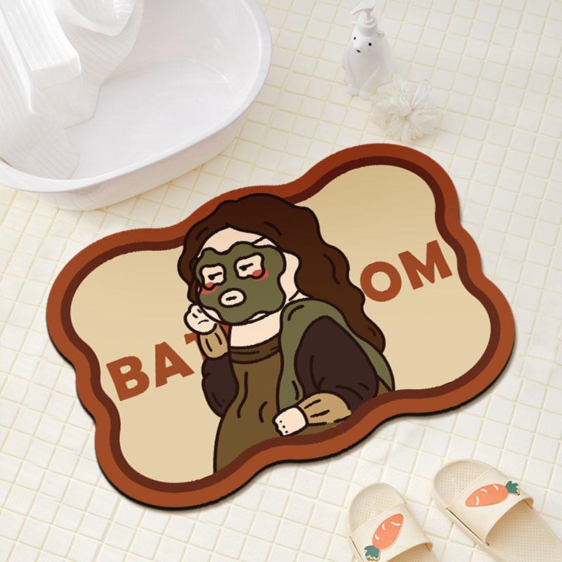 Diatom mud floor mat cartoon bathroom door, water absorbing, fast drying, household wear-resistant