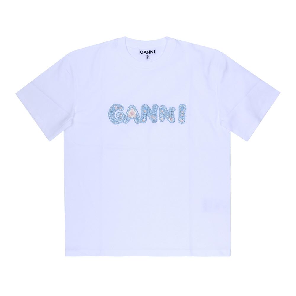 Ganni Women CrocheTed Logo Embroidered T shirT 151 A1050188 A1050188 151 (XS)