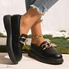 Fashion Women's Chain Decor White Platform Loafers Thick Sole Pu Leather Casual Shoes Woman Comfortable Slip On Walking Shoes Plus Size