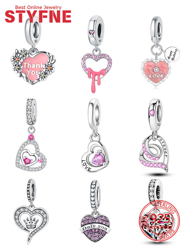 Endless Love Flower Bead Charms Hearts Charm Bead Charms originales copper Dangle Pendants Jewellery Birthday Charm Bead Charms for Women