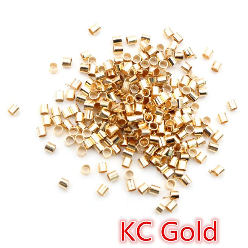 500pcs 1.5 2.0mm Gold Silver Color Tube Crimp End Beads Stopper Spacer Beads For DIY Necklace Jewelry Making Findings Supplies