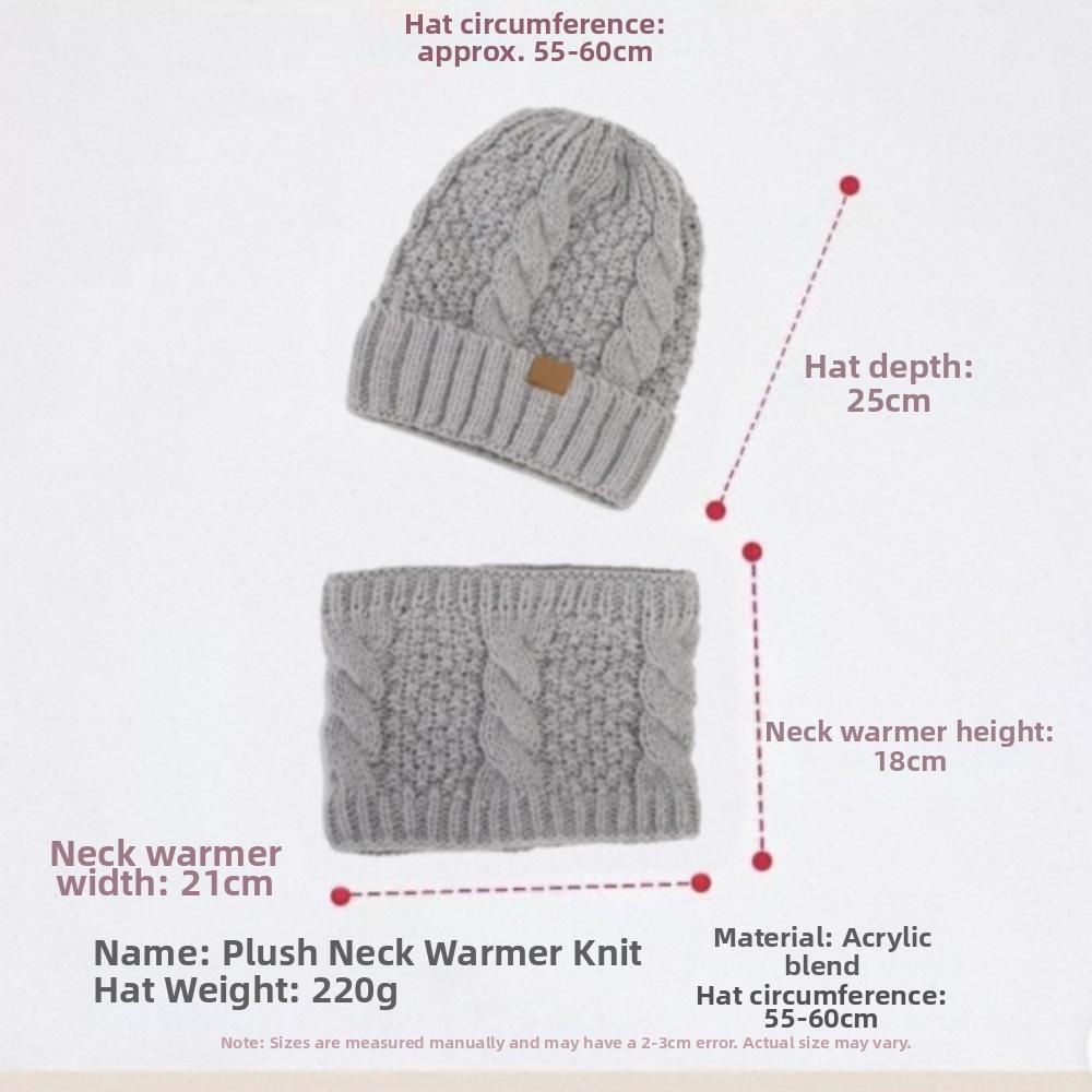 Cable Knit Knit Hat Scarf Set 2-Piece Set Thick Warm Beanie Hat Winter Cap Neck Warmer  Outdoor Use