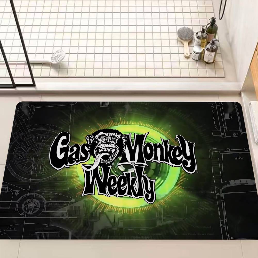 Gas Monkey Garage Logo Fußmatte Rechteckig Anti-Rutsch Zuhause Weich Badezimmer-Matte Eingangstür Innen Außen Matte Willkommens-Fußmatte