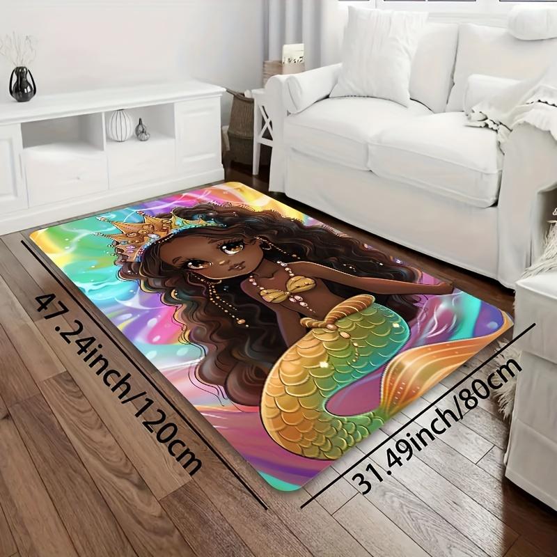 1pc Thickness Cartoon Mermaid Bathroom Mat Kitchen Mat Living Room Carpet Bedroom Rug Indoor Doormat Machine Washable Entrance Mat Decorative Carpet