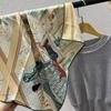 Retro red gray Pesley! Silk wool scarf women's winter warmth silk square scarf shawl scarf dual-purpose