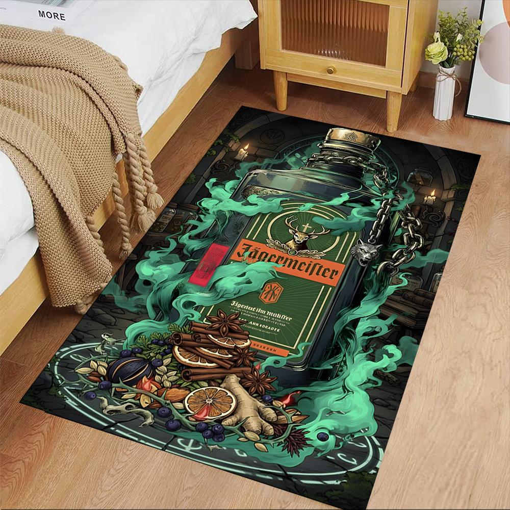 Electric Jägermeister Bottle Floor Mat Perfect for Dining Room Kitchen Balcony Foyer Antislip Carpet Anime Office Decor Gift for Festivals