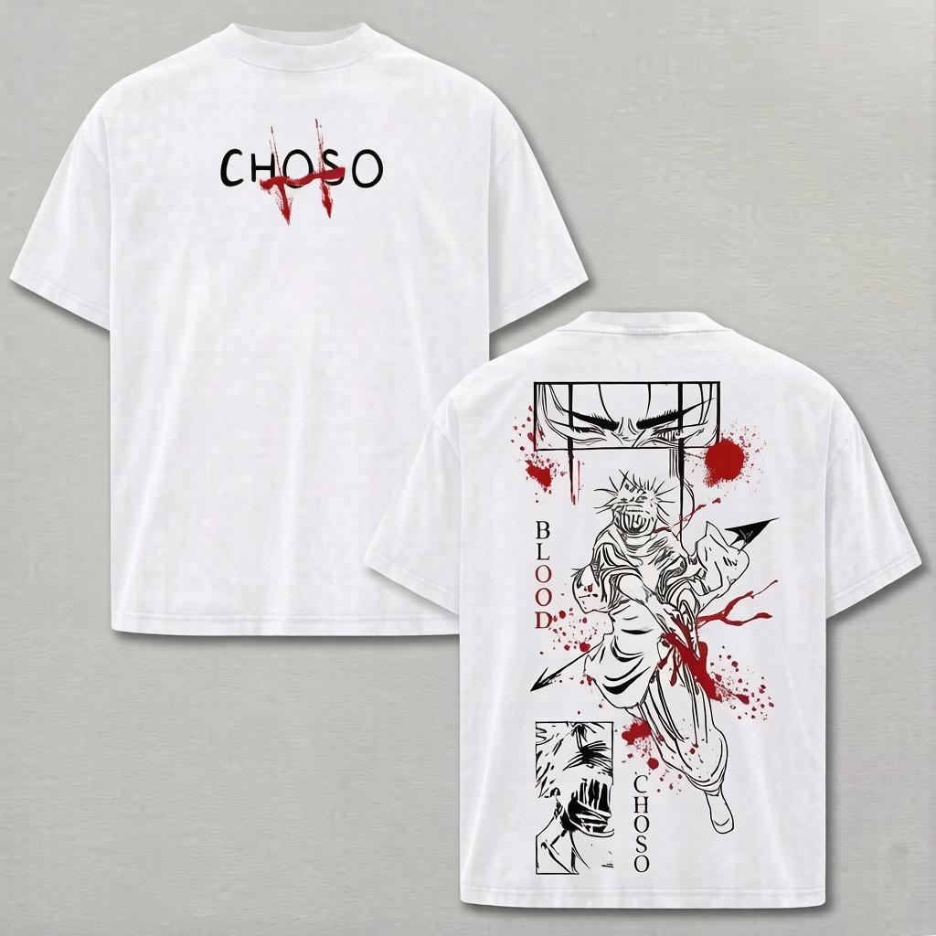 Choso Print T-Shirt Anime Jujutsu Kaisen Kleidung Unisex Damen Kurzarm-T-Shirts Retro T-Shirt Harajuku Herren Baumwoll-Oberteile