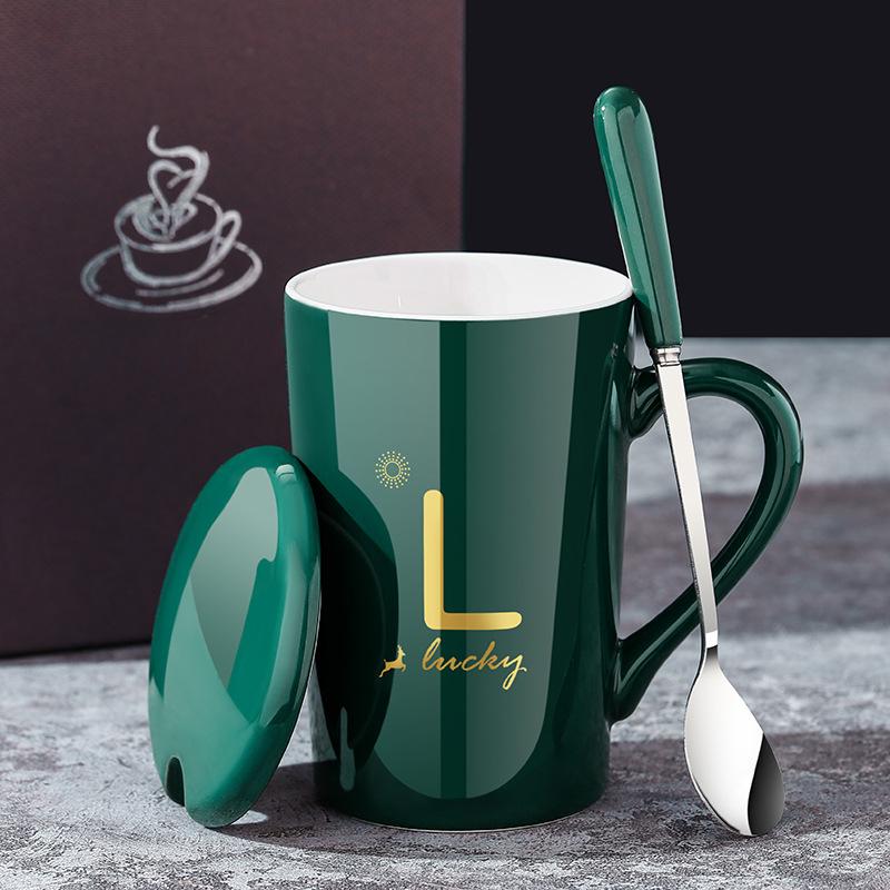 Yiran Bag White Mug With Lid Spoon Ceramic Cup Opening Practical Gift Souvenir Box Creative Coffee Cup