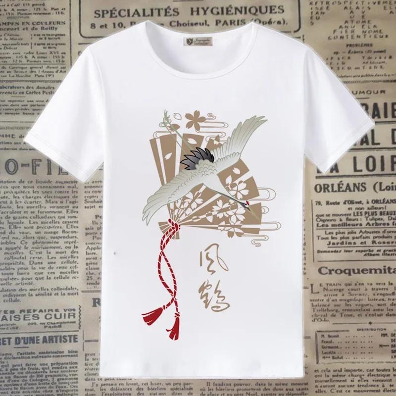 Japanese Kitsune Fox Mask Floral Graphic Women T-Shirt Traditional Oriental Sakura Bell Print Short Sleeve Casual Tee
