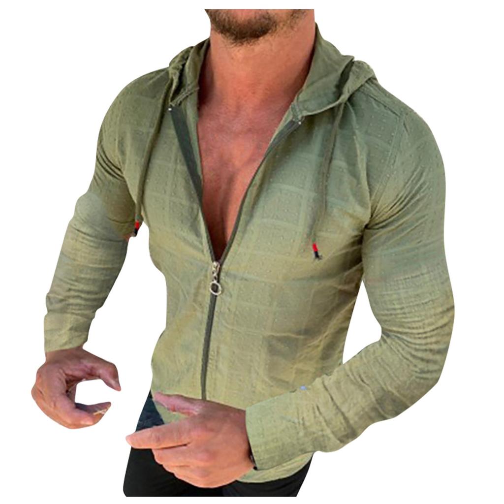 Men's Long Sleeved One-piece Zipper Solid Color T-shirt