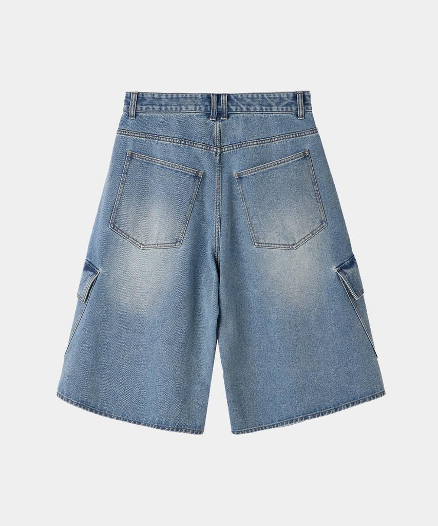 MAISON MINED Vestige Cargo Bermuda Pants Mid Blue