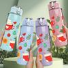 1PC Christmas Poinsettia Flower 750ml Color Plastic Sports Water Bottle Leakproof Flip Straw Lid Suitable for Sports Office Home Use