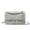 Xiaoxiangfeng Camellia Head Layer High Goatskin Leather Rhombus Women's Bag Premium Texture Chain Bag Shoulder Messenger Bag
