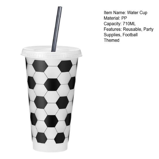 1/6/12Pcs 710ML Reusable Football Cup 24oz Plastic Drinking Bottle Football Themed Tumbler Game Day Sports Football Party Supplies Party Favors