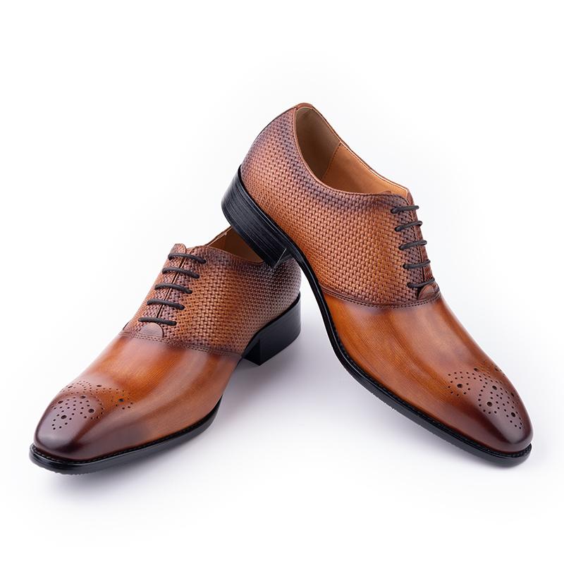 Fashion Classic Lace Up Dress Shoes For Men Top Layer Cow Leather Handmade Business Style Wearing Zapatillas Hombre Popular Design New