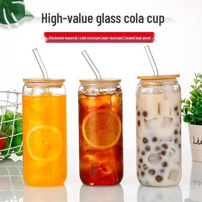 Glas-Becher mit Strohhalm und Bambusdeckel – Hitzebeständig, Perfekt für Kaltgetränke & Saft.