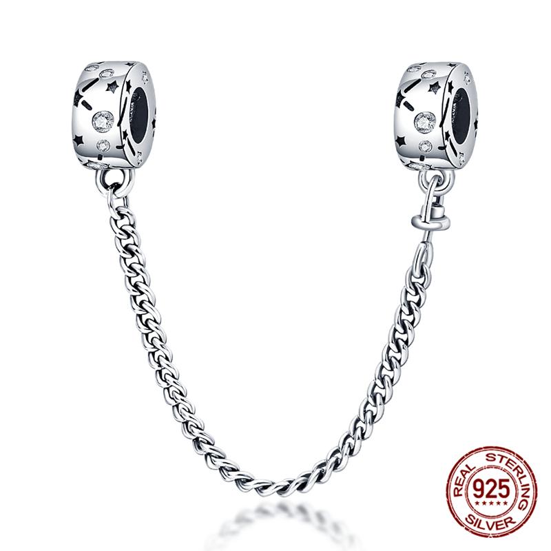 Chaîne de sécurité Argent Sterling 925 Nouveau 100% Argent Sterling 925 Floral Chaîne de sécurité avec fermeture éclair pour femmes originales