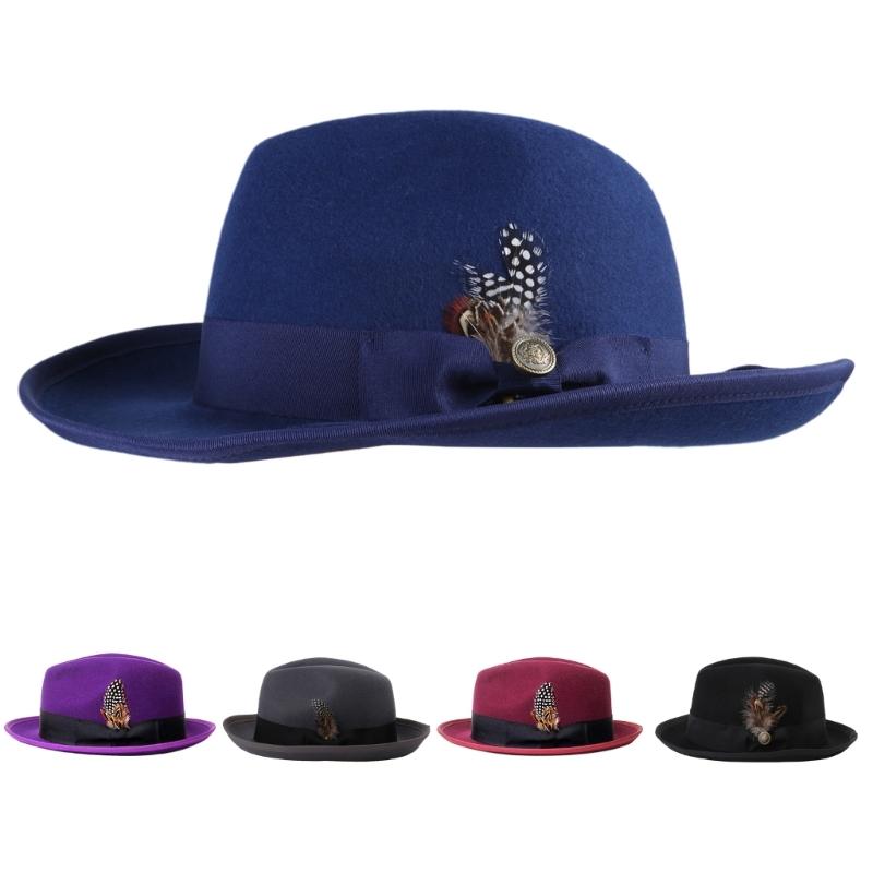 Cappello Panama Vintage Piume Cappello a Tesa Piatta Unisex Cosplay Festa Costume Cappelli Fedora