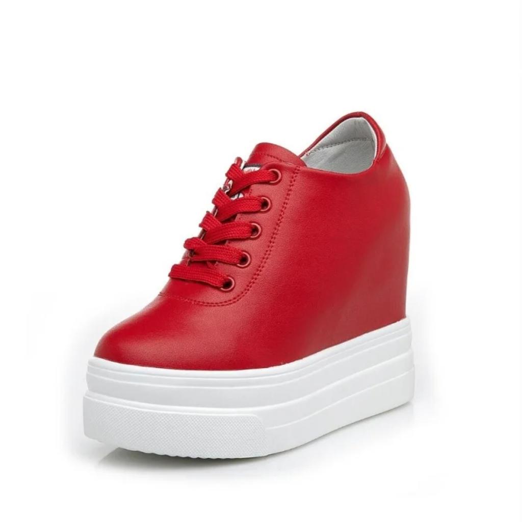 Spring Genuine Leather Increased Women's Shoes 11cm Fashion Classic Casual Shoes Original Korean Version Heels Autumn Sneakers
