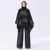 Plaid Tassel Pullover Shawl with High Collar - Plus Size, Autumn/Winter Collection