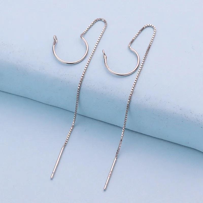 925 Sterling Silver Circle Long Drop Earrings for Women Romance Mini Korean Fashion Earring Girlfriend Birthday Jewelry Gift