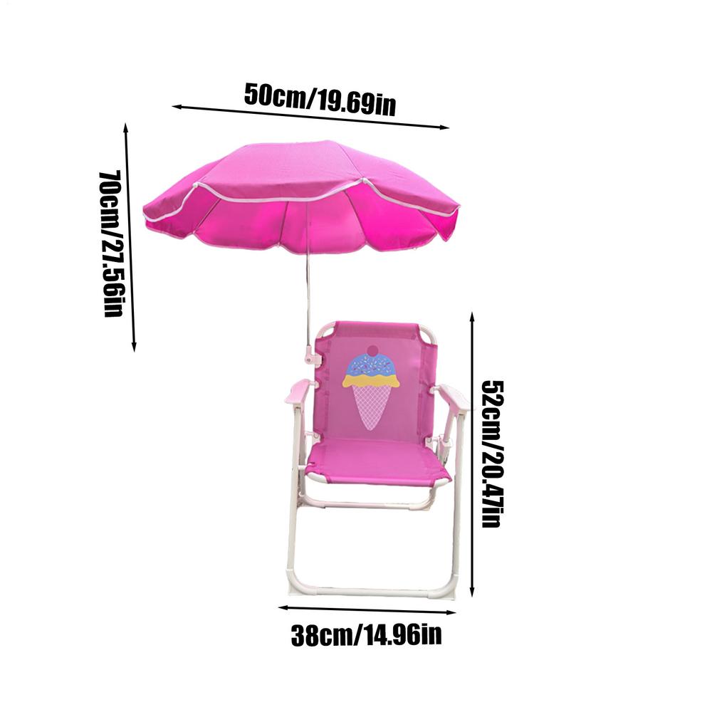 Kids Camping Chair with Outdoor Umbrella Folding Lightweight and Sturdy Wind Resistant Sand Seat for Beach Outdoor Camping