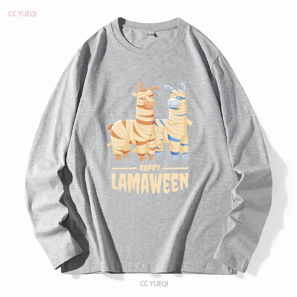 Happy Lamaween Funny Blade Halloween Mens Cotton T Shirt long or short sleeves vintage Washed fashion Stretched Slightly