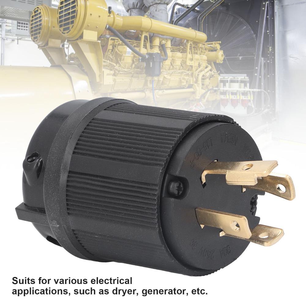 30A 250V NEMA L15-30P Plug Twist Locking 3 Pole - 4 Wire Locking Plug Heavy Duty US Standard Generator Connector