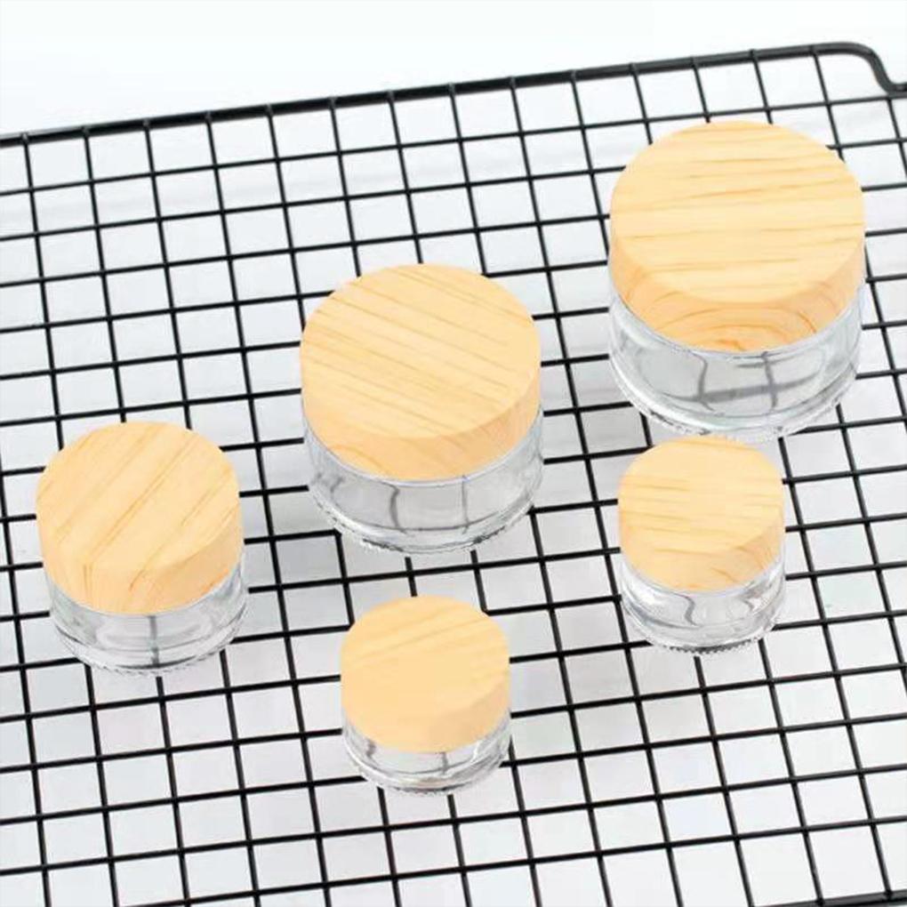 Gesichtscremespender für Frauen, tragbar, rund, Ersatzdeckel aus Holzmaserung, korrosionsbeständig, Make-up-Reisebehälter, Flasche