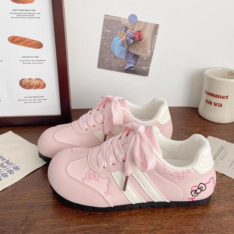 Cute KT cat embroidered German training shoes women's new Korean niche chic versatile board shoes casual women