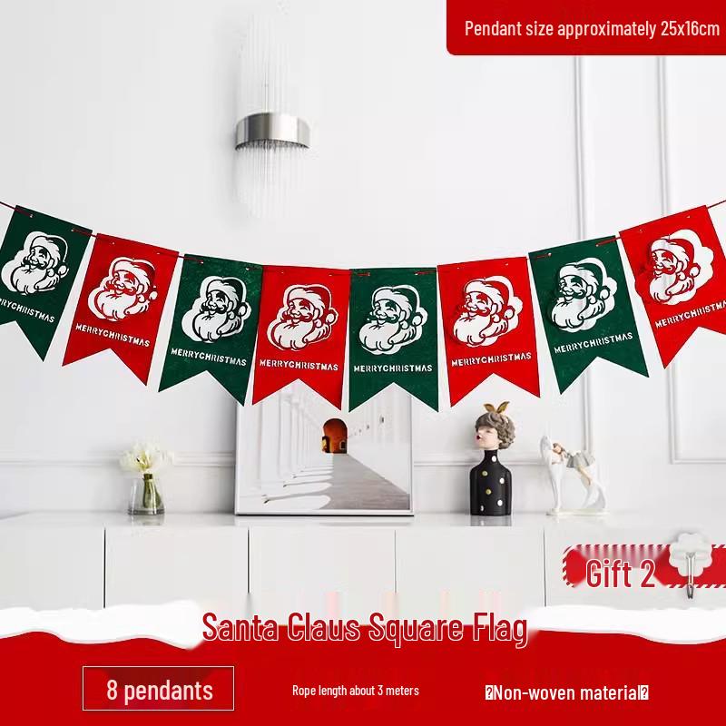 Santa Claus Christmas Bunting: Hanging Ornaments for Shop Window and Scene Decoration