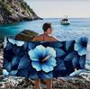 Blauer Hibiskusblüten Strandtuch, Mikrofaser Groß Sandfrei Schnelltrocknend, Weich Saugfähig, für Sommer Pool & Strand Strandtuch